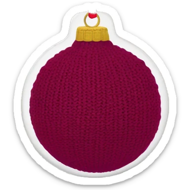 Wine red round knit Christmas ornament  sticker