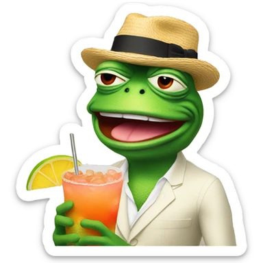 Pepe frog with sunrise cocktail sticker