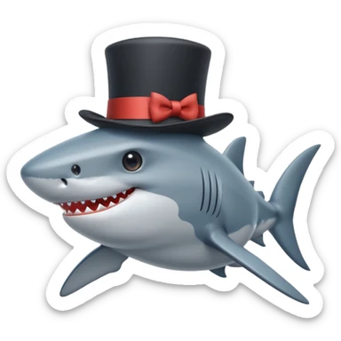 Shark with a top hat sticker