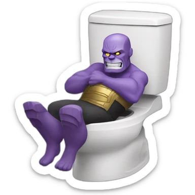 Thanos on a toilet, about have a good one sticker