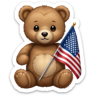 make a teddy bear holding an american flag sticker