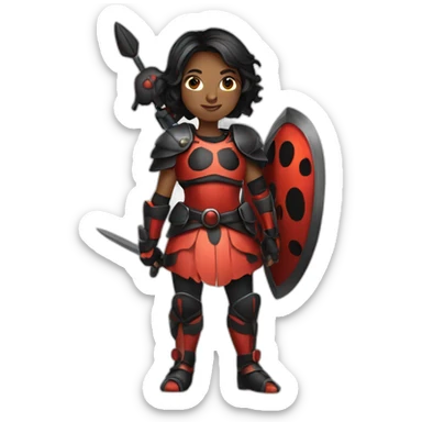 a female ladybug who is a warrior sticker