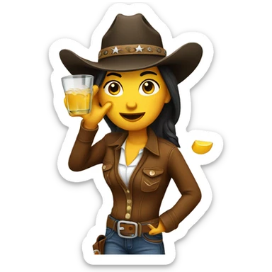 Cowgirl drinking tequila sticker