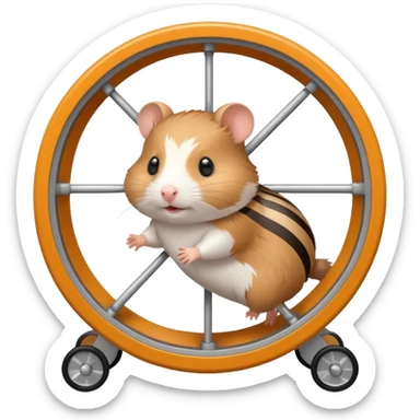 hamster running in hamster wheel sticker