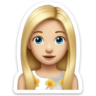 Little Girl, straight short long straight hair, blue eyes  sticker