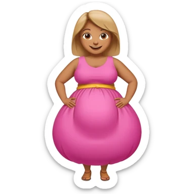  tan skin woman with big inflated belly sticker