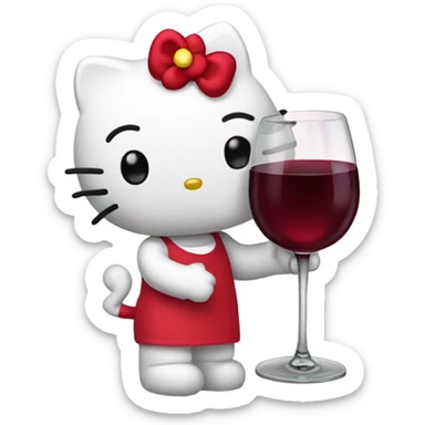 Hello Kitty drinking red wine sticker