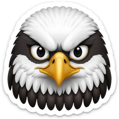 simple eagle emoji DOT eyes, only pupils, solid black , no iris, no Sclera sticker