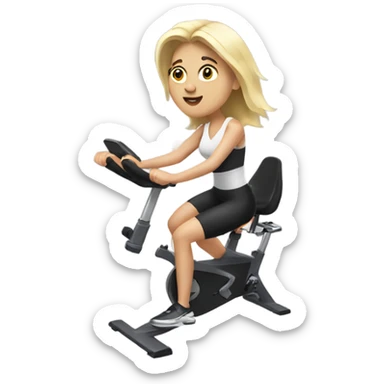 White blond woman being very awkward on a spin bike sticker