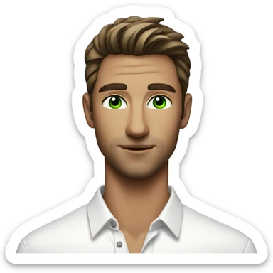 Handsome like a model green eyed man hot in white shirt sticker