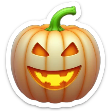 Jack-o’-lantern with a fiery, glowing orange face and a neon-green stem. sticker
