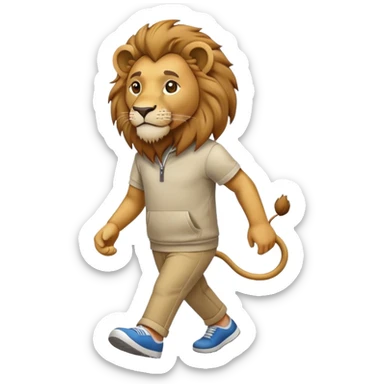 anthropomorphised lion in leisure wear walking upright sticker