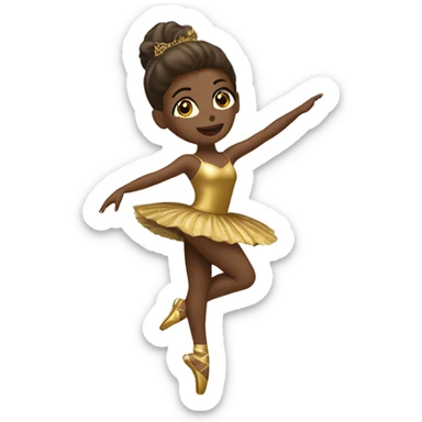  brown ballerina in a gold music box sticker