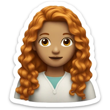 A girl has ginger, long hair and brown eyes  sticker