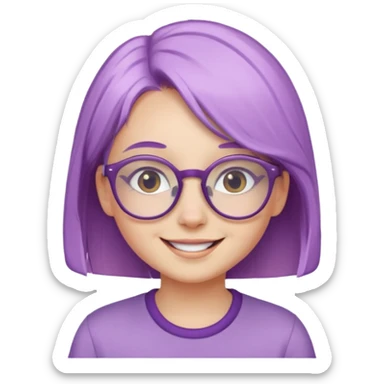 chica bonita con ligero cabello morado con lentes de estatura pequeña sticker