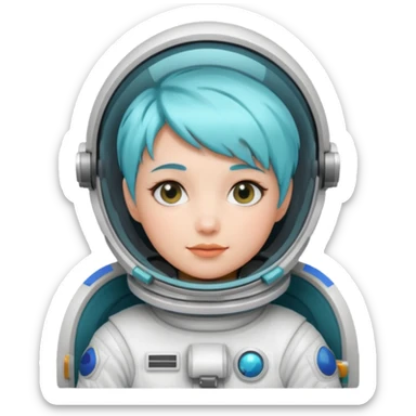 Female astronaut with short aqua hair sticker