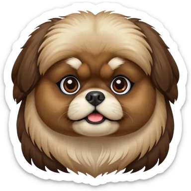 pekingese dog head  dark pekingese sticker