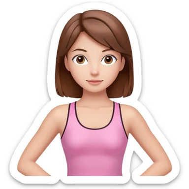Beautiful girl with brown hair and brown eyes wearing pink Pilates costume  sticker