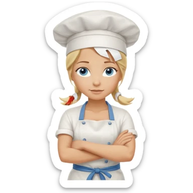 Sexy Full body  pretty
Long Blonde hair blue eyed female chef arms folded wearing tank top and denim shorts and chef hat arms folded sticker