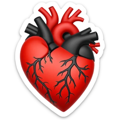 Black and red heart tattoo style sticker