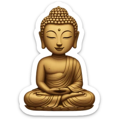 wooden buddha on the lotus sticker