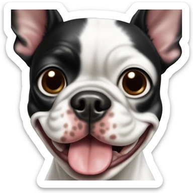 dog boston terrier with tongue out sticker