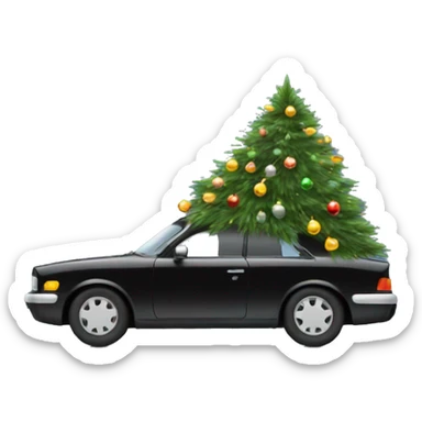 Christmas black car with Christmas tree sticker