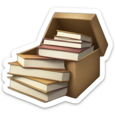 a box with books trying to get out from it sticker