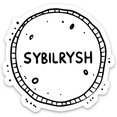 A circular coin with the text "SYBILRYSH" inscribed in the center. The coin has a rim and simple coin detailing. sticker