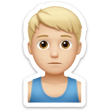 Young blonde boy in tank top sticker