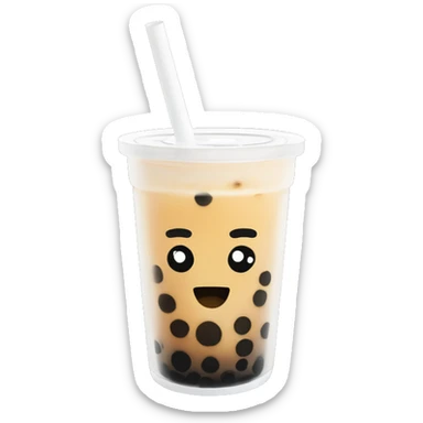 boba tea in cup with one black straw sticker