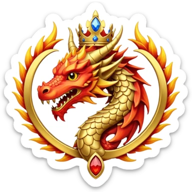 Simple fiery royal Dragon crest/brosch sticker