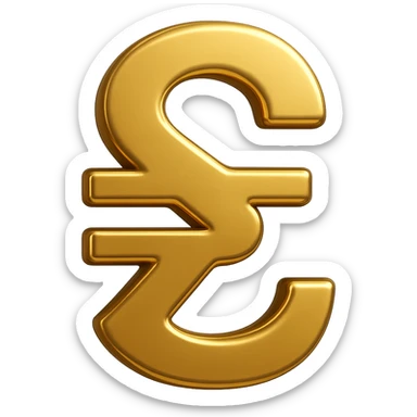 Ukrainian hryvnia currency symbol emoji, gold color, transparent background sticker