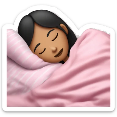 Pale girl with black hair and pink pyjamas sleeping sticker