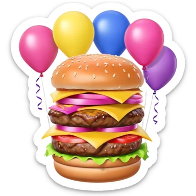 spam pink meat hamburger  balloons sticker