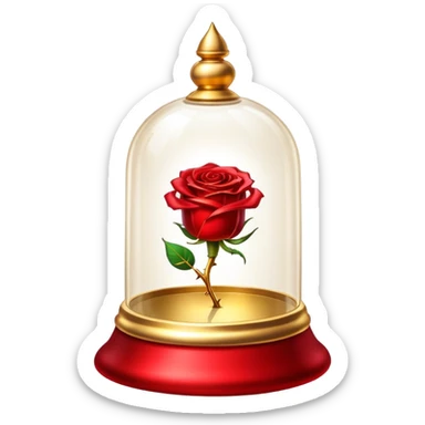 The glittering enchanted rose from “Beauty and the Beast” in its golden glass bell  sticker