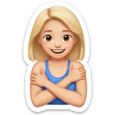 arms crossed holding around neck dies of laughter girl sticker