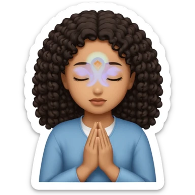 brown girl praying curls black hair and eyes closed sticker