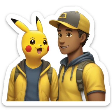 pikachu et sacha sticker