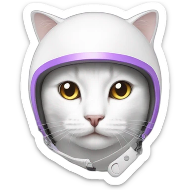 White cat in Lilac helmet sticker