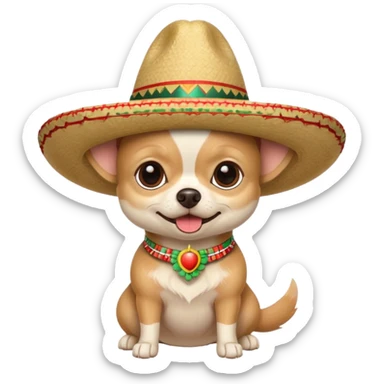 Chihuahua beige avec chapeau mexicain sticker