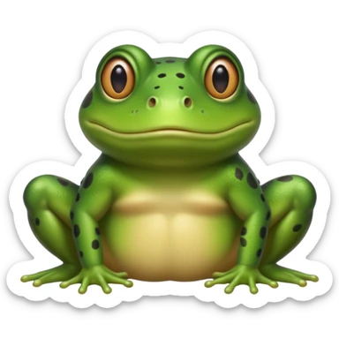 A bullfrog with my face on place of the bullfrog face to combine into a cartoon version of myself as a bullfrog  sticker