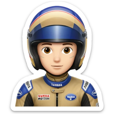 yamaha motorcycle racer with full face helmet sticker