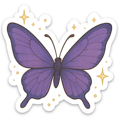 ghibli style purple butterfly with sparkles sticker