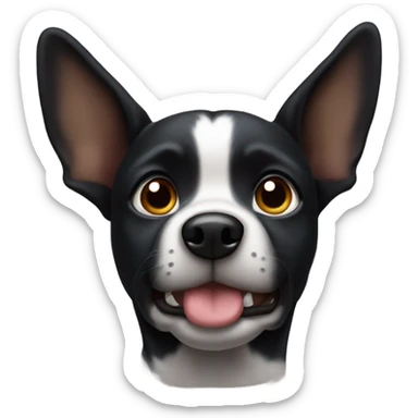 Black dog one ear up one ear down sticker
