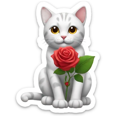 Cat holding a rose sticker