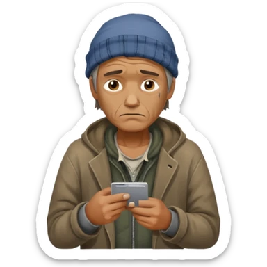 a homeless guy begging for money but with a card reader instead sticker