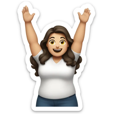 Super excited fat brunette arms waving sticker