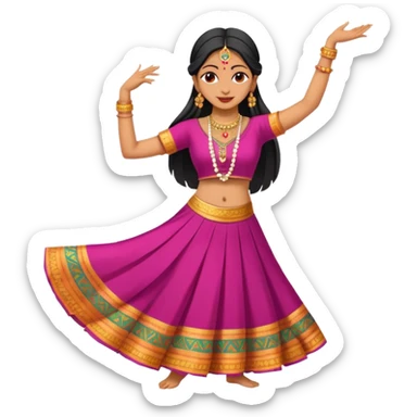 Indian woman in traditional clothes dances.  format portrait sticker