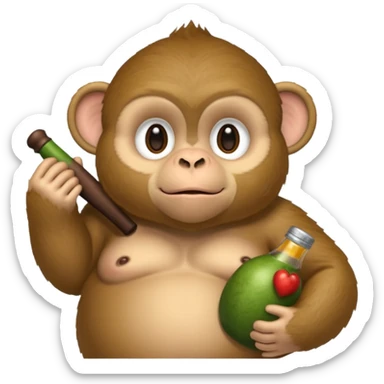 Fat monkey holding a cuerno de chivo  sticker